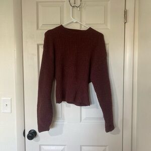 Pink Rose Maroon Crew Neck Sweater